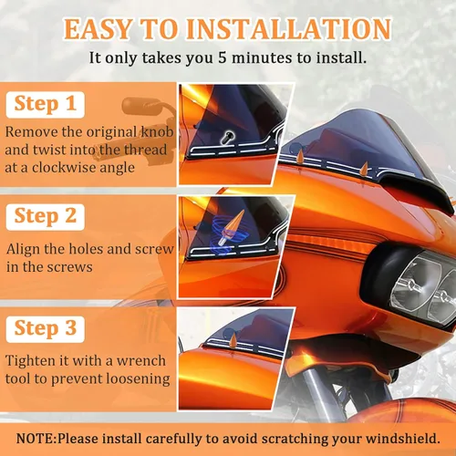 Vista 5 de Tornillos de punta para parabrisas de motocicleta, tornillos de carenado de motocicleta, aptos para Harley Road Glide 2015-2021, naranja