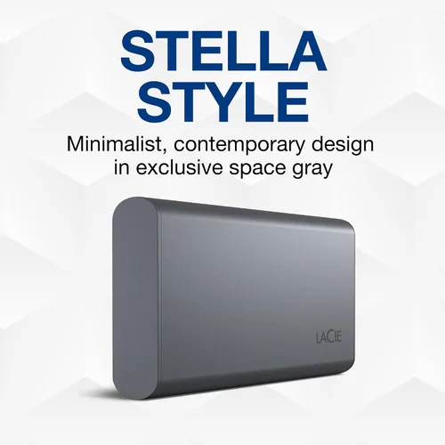Vista 6 de LaCie Mobile Drive Secure - Unidad de estado sólido externa de 500 GB SSD portátil, color gris espacial, USB-C 3.2, para PC y Mac