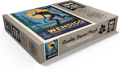 Vista 3 de MyPuzzle Legends of The National Parks: Voyageurs' The Wendigo, póster vintage, rompecabezas premium de 100 piezas para adultos