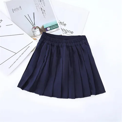Vista 3 de Falda corta plisada casual de tenis para niñas y niñas, de cintura alta, uniforme de escuela, línea A, minifalda patinadora