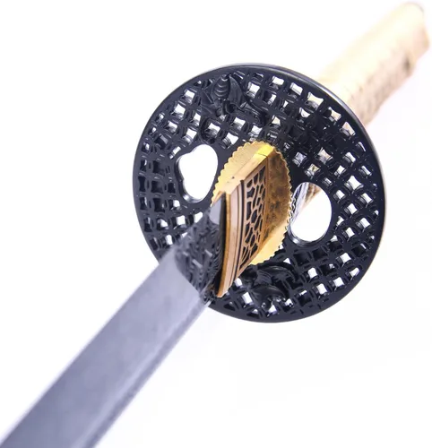 Vista 3 de Katana de hoja de espiga completa de 41 pulgadas, hoja afilada de espada samurái, armas ninja reales, lista para batalla