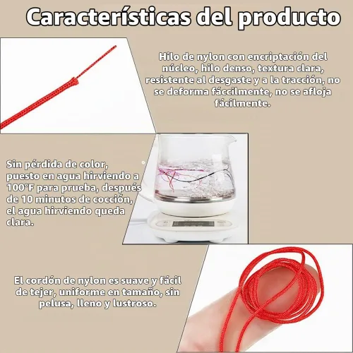 Vista 4 de Cuerda de nailon para pulseras, cordón de nailon de 0.031 in, cordón de nudo chino de 109 yardas para hacer joyas, abalorios, collares, pulseras