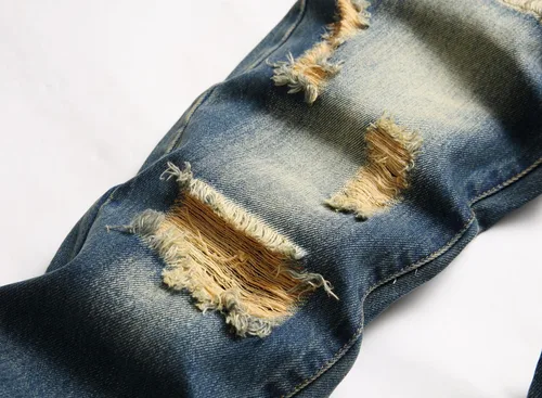 Vista 4 de AITITIA - Jeans rasgados de ajuste estándar para hombre