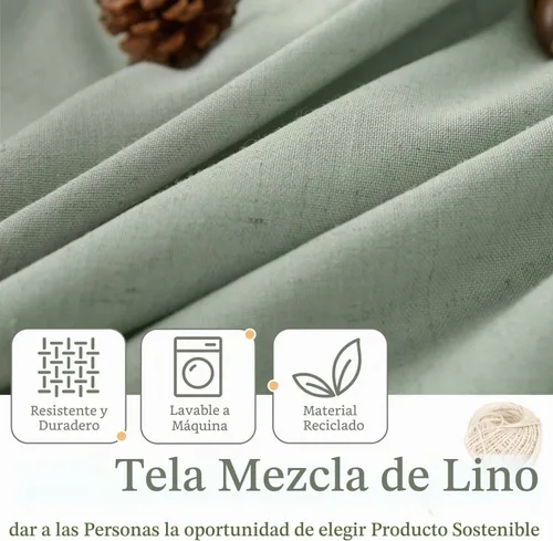 Vista 4 de jinchan Cortinas texturizadas de lino de 24 pulgadas para ventanas de cocina, cortinas de café de granja, cortinas pequeñas, cortinas rústicas que