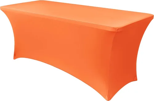 Vista 51 de Obstal Funda de mesa de elastano elástica de 4 pies para mesas plegables estándar, paquete de 2 manteles rectangulares universales ajustables