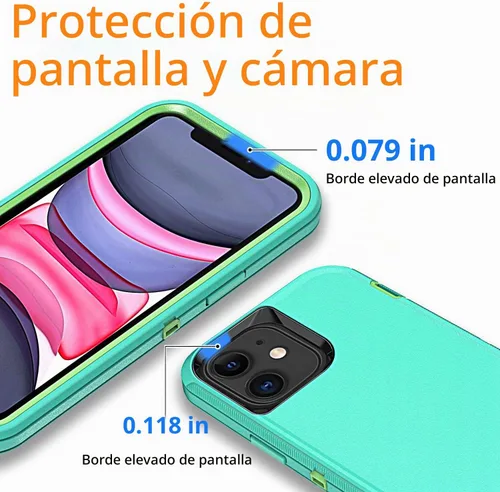 Vista 5 de YmhxcY Funda para iPhone 11 a prueba de golpes, a prueba de caídas, a prueba de polvo, a prueba de caídas, 3 capas, duradera, funda de teléfono