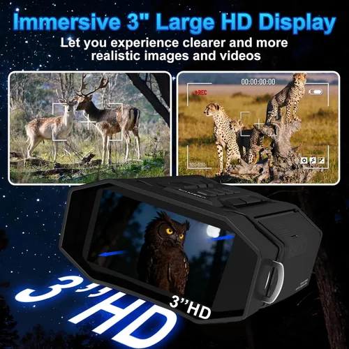 Vista 5 de Gafas de visión nocturna y prismáticos de visión nocturna, batería recargable de 4000 mAh, tarjeta de 32 GB, linterna integrada y botones