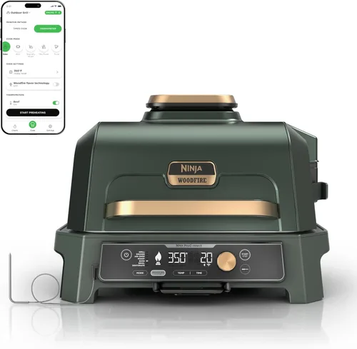 Vista 12 de Ninja Woodfire Pro Connect XL - Parrilla y ahumador para exteriores Bluetooth, aplicación habilitada Parrilla 7 en 1, ahumador de barbacoa