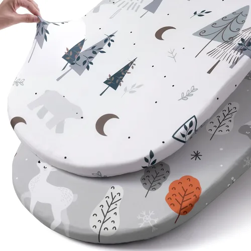 Vista 20 de Pack n Play Sheets BROLEX - Juego de 2 sábanas para cuna, juego de sábanas elásticas y portátiles para cuna, funda de colchón convertible