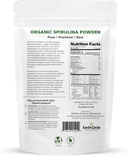Vista 2 de Earth Circle Organics Espirulina en polvo