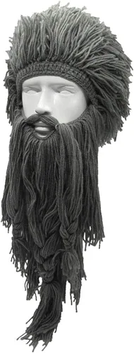 Vista 2 de Creative Barbarian Knit Beard Hat Funny Knit Hat Wig Beanie Hat Beard Facemask