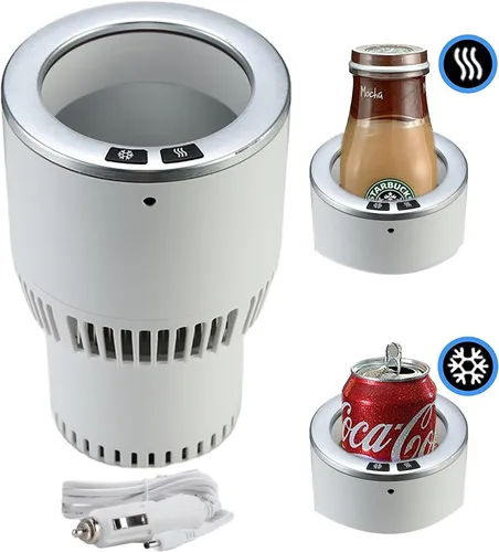 Vista 2 de Portavasos calentador de café enfriador de bebidas 2 en 1 camión en lata de regalo (blanco con plata 12V)