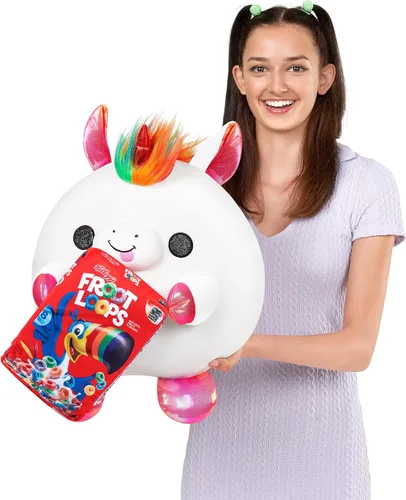 Vista 4 de ZURU Snackles (Froot Loops) - Peluche de unicornio de gran tamaño de 14 pulgadas por ZURU, felpa ultra suave, peluche coleccionable con marcas