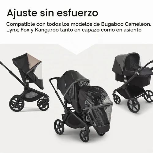 Vista 6 de Bugaboo Cubierta de lluvia de alto rendimiento – Acceso con cremallera de 180°, ventana transparente, tira reflectante, protector contra