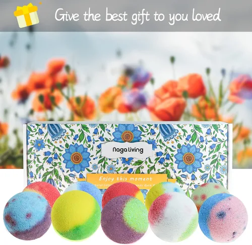 Vista 6 de Set de regalo de bombas de baño, 10 bombas de burbujas orgánicas, para el día de San Valentín, Navidad