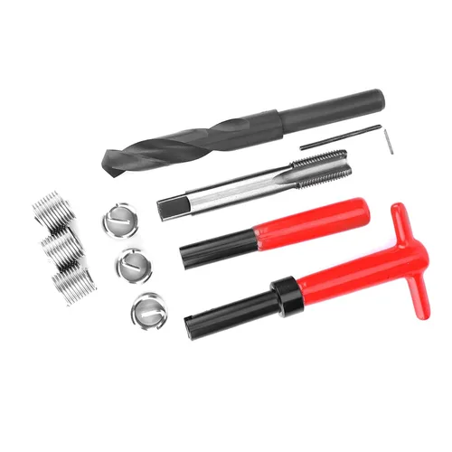 Vista 2 de Kit de reparación de rosca, 11 piezas, M16x1.5 de longitud 1.5D de acero inoxidable torcido, herramienta de inserción roscada, kit de reparación