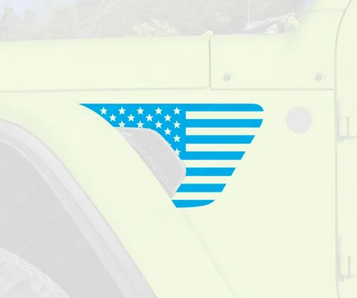 Vista 2 de Skull Daddy Graphics Banderas de ventilación estándar compatibles con Jeep Wrangler Gladiator Rubicon Mojave 392 JL JT 2018-2026 (4X azul)