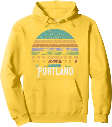 Vista 9 de PORTLAND OREGON - Sudadera con capucha estilo retro vintage de los años 70 y 80, Negro, S