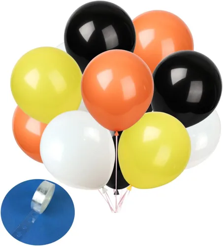 Vista 13 de TNWBA Paquete de 60 globos de látex de 12 pulgadas, color negro, amarillo, naranja, para cumpleaños, bodas, baby shower, decoración de fiesta