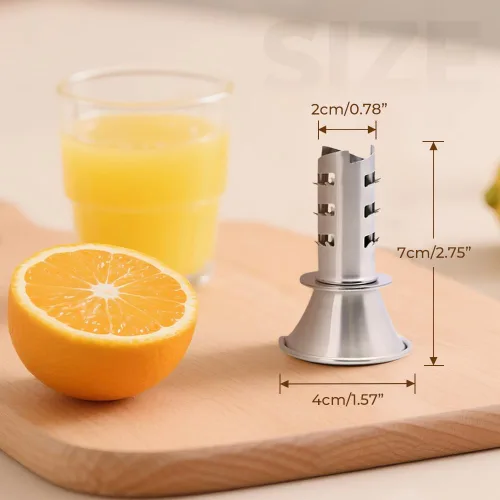 Vista 7 de Exprimidor de limón de acero inoxidable, exprimidor manual de cítricos, exprimidor de mano resistente con tapa de rosca para limones, limas