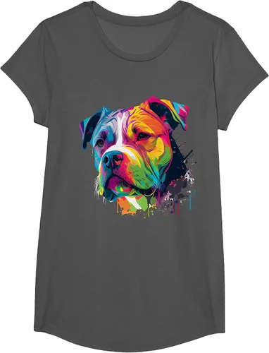 Vista 72 de Colorful American Bulldog American Bully Men Women T-Shirt Asphalt Grey