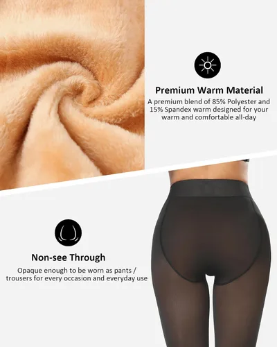 Vista 15 de NORMOV - Leggings con forro de vellón cálido para mujer, de invierno, mallas gruesas, de terciopelo, térmicas
