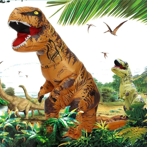 Vista 7 de IamaCos Disfraz inflable de dinosaurio disfraz de T-Rex para cosplay disfraz de Halloween