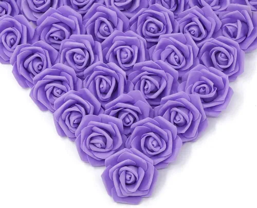 Vista 12 de IPOPU Cabezales de rosas artificiales, 100 rosas falsas de espuma negra de aspecto real para bricolaje, bodas, baby shower, centros de mesa 100