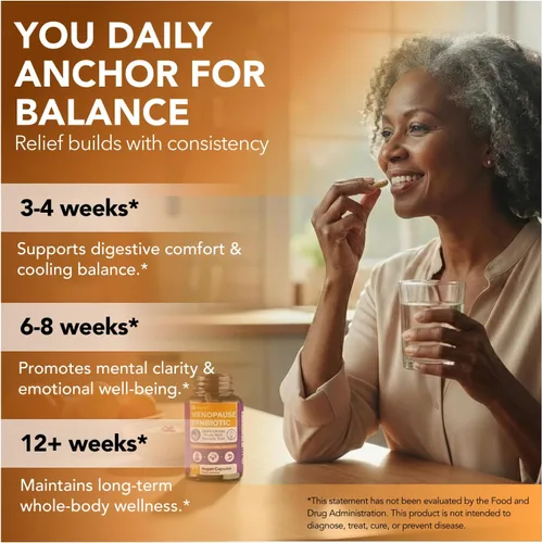 Vista 5 de Suplemento completo de apoyo para la menopausia para mujeres Sinbiótico de menopausia con cohosh negro, Dong Quai, raíz de ruibarbo Ayuda a