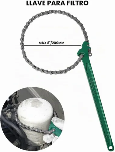 Vista 2 de Llave de cadena resistente de 15 pulgadas para semirremolque, llave inglesa de trinquete ajustable para filtro de aceite para accesorios de tubería
