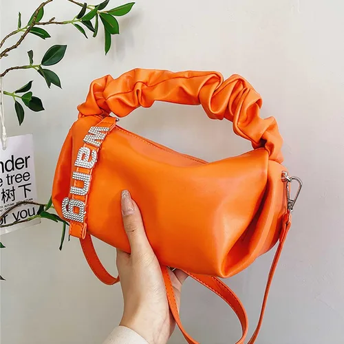 Vista 3 de Bolso de mano pequeño para mujer de piel sintética con asa superior y asa cruzada en la nube bolso de mano ligero