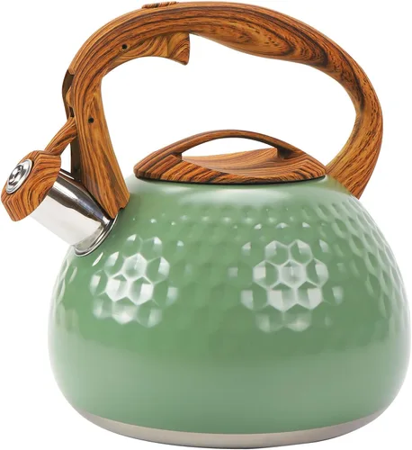 Vista 17 de Hervidor de Té Foedo para Estufa, Teteras Silbantes de 2.6 Cuartos para Estufa, Mango Plegable Resistente al Calor, Tetera Bonita (Beige)