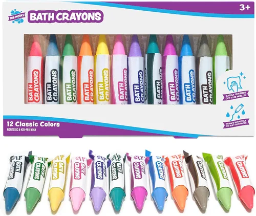 Vista 9 de Tub Works® Smooth™ - Crayones de baño de juguete de baño, paquete de 12 Crayones de baño no tóxicos y lavables para niños pequeños y niños