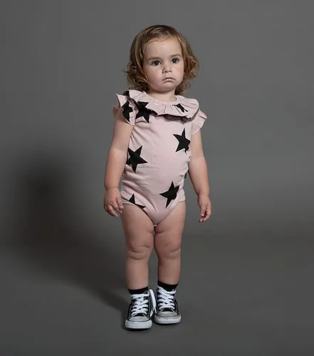 Vista 3 de NUNUNU Enterizo de manga corta para bebé, 100% algodón, unisex para niñas y niños