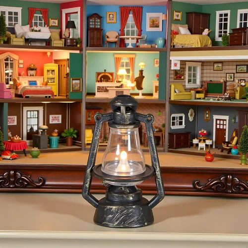 Vista 6 de Lámparas en miniatura para casa de muñecas, casa de muñecas, linterna de aceite retro, accesorios para casa de muñecas, adornos de escena