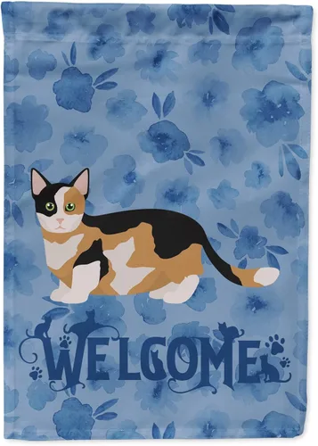 Vista 347 de Caroline's Treasures CK4813CHF - Bandera de bienvenida con gato abisinio azul, manga grande, para porche, para colgar en la pared, poliéster