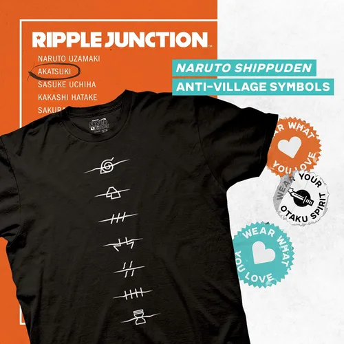 Vista 4 de Ripple Junction Camiseta Naruto Shippuden con símbolos anti-aldea para hombre