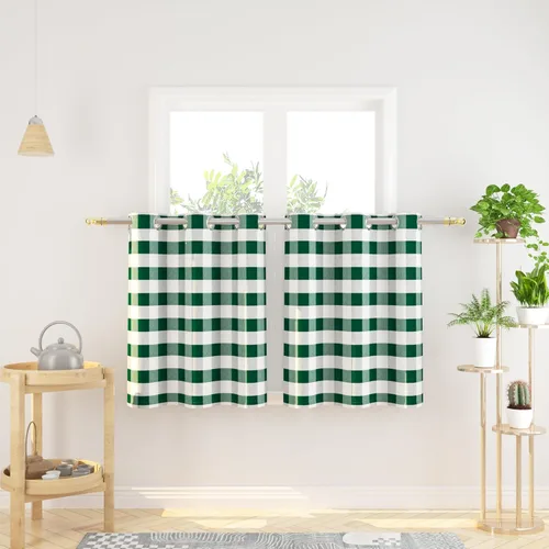Vista 11 de Cortinas de 24 pulgadas de largo con diseño Buffalo Check Gingham Plaid para ventanas de cocina y baño, tratamiento para ventanas con 2 paneles