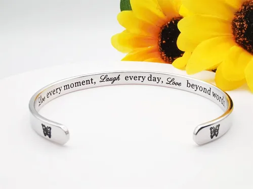 Vista 223 de Pulseras inspiradoras para mujer, joyería de acero inoxidable, con refranes, pulsera motivacional con mensaje oculto, pulseras grabadas para mejor