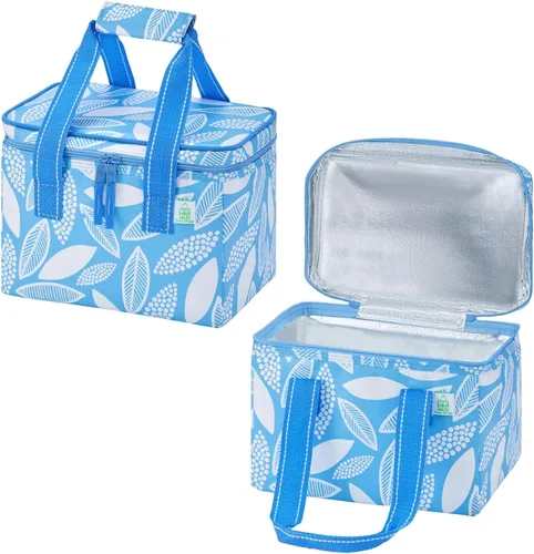 Vista 16 de VENO Paquete de 2 bolsas de almuerzo aisladas, resistentes al agua Raya azul marino clásica