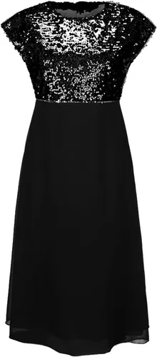 Vista 6 de XUNRYAN Vestido de lentejuelas brillantes para mujer, talla grande, de gasa, sin mangas, vestido formal de cóctel, noche, fiesta, baile
