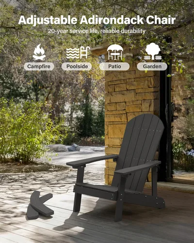 Vista 7 de YEFU Mecedora para exteriores, mecedora Adirondack, silla mecedora de patio con respaldo ancho, silla mecedora de gran tamaño con aspecto de madera