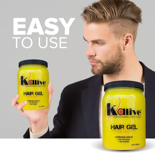 Vista 2 de KALIVE Gel de peinado para hombre de 64 onzas, fijación fuerte y brillo ligero todo el día, producto de cabello para hombre, aroma fresco, sin