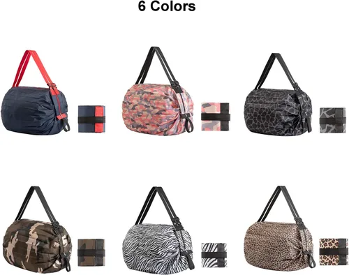 Vista 7 de Bolsas de comestibles reutilizables, bolsas de compras plegables, bolsa de gran capacidad para almacenamiento, impermeable, duradera, ecológica