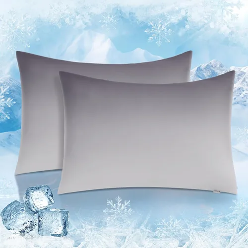 Vista 23 de LUXEAR Fundas de almohada refrescantes para durmientes acalorados, Arc-Chill Q-Max de doble cara mejorada > 0.5 Funda de almohada de satén