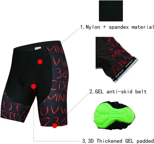 Vista 7 de Conjunto de camiseta de ciclismo para hombre, camisa de manga corta y pantalones cortos acolchados 3D, traje de ciclismo