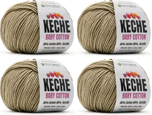 Vista 58 de Keche Hilo de Algodón, 60% Algodón 40% Hilo Acrílico, Hilo de Algodón Suave para Crochet y Tejer, Hilo Amigurumi 1 Madeja/Bola 1.76 Oz (50g) / 180