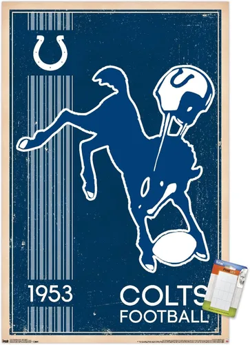 Vista 11 de Trends International NFL Indianapolis Colts - Retro Logo 14 Wall Poster, 14.725" x 22.375", Barnwood Framed Version