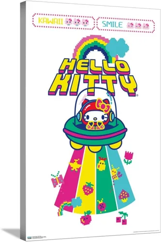 Vista 5 de Trends International Hello Kitty - Póster de pared Kawaii Alien, 14.72 x 22.37 pulgadas, lienzo estirado