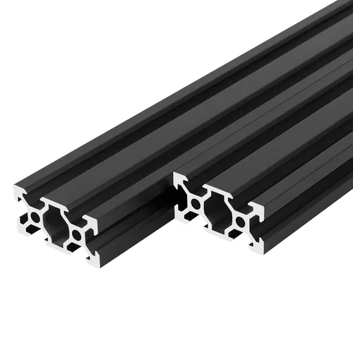 Vista 3 de Extrusión de aluminio 2040 V, 2 piezas de 100 mm de 2040 ranura en V estándar europeo anodizado perfil de aluminio negro extrusión de riel lineal
